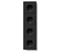 BSEEDLIFE Prise Schuko encastrée standard UE, double prise murale avec cadre PC, 80 x 290 mm, prise individuelle avec griffes, prise avec borne à ressort, 4 voies, noir