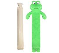 Bseical 2L Bouillotte longue avec housse douce, amovible et lavable pour enfants, housse de bouillotte premium, bouillotte ours en peluche douce et mignonne, cadeau (grenouille)