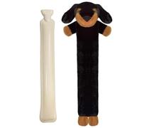 Bseical Bouillotte longue de 2 l avec housse douce, amovible et lavable pour enfants, housse de bouillotte de qualité supérieure, ours en peluche douce, cadeau (teckel)
