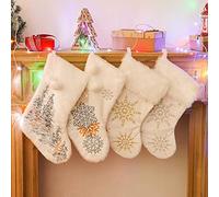 Bseical Chaussette De Noel Personnalisé, Chaussettes Noel A Broder, 4 PièCes Chaussette De Noel A Suspendre, Noel Decoration Interieur, Decoration Noel Sapin, Sac Cadeau Bas De NoëL Botte (mélanger)