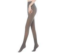 Bseical Collant Polaire Femme Effet Transparent Dim, Collant Femme Hiver Ventre Plat, Collant Chaud Femme Hiver Polaire sans Pied, Doublés Faux Bas en Peluche Thermiques Leggings (80g, Collant Gris)