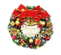 Bseical Couronne de Noel Lumineuse Porte 30cm, Couronne de Noel à Décorer Couronne de Noël Porte Décorative Intérieur Lumineux Naturelle Couronne Decoration pour Porte Entree, Mur, Cheminées Rouge