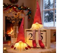 Bseical Lot de 2 figurines de lutin de Noël - Décoration de Noël intérieure - Décoration de Noël - Décoration de Noël américaine (rouge)