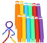 BSEID Lot de 2 jouets Pop Tubes Pop sensoriels, tubes Pop pour enfants, jouets avec tubes LED, bonbonnières sensorielles Fidget Toys 12 pièces Tubes élastiques pour concerts Carnavals Mariages