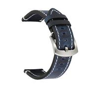 BSEIXIKRB Bracelet de montre universel en cuir véritable, 18mm 19mm 20mm 21mm 22mm 24mm, à dégagement rapide, rétro, vache, ceinture(Dark Blue silver clp,20mm)