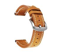 BSEIXIKRB Bracelet de montre universel en cuir véritable, 18mm 19mm 20mm 21mm 22mm 24mm, à dégagement rapide, rétro, vache, ceinture(Brown silver clasp,19mm)