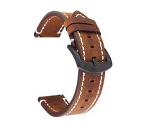 BSEIXIKRB Bracelet de montre universel en cuir véritable, 18mm 19mm 20mm 21mm 22mm 24mm, à dégagement rapide, rétro, vache, ceinture(Coffee black clasp,24mm)