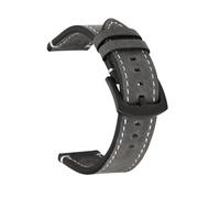 BSEIXIKRB Bracelet de montre universel en cuir véritable, 18mm 19mm 20mm 21mm 22mm 24mm, à dégagement rapide, rétro, vache, ceinture(Grey black clasp,22mm)