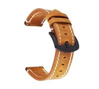 BSEIXIKRB Bracelet de montre universel en cuir véritable, 18mm 19mm 20mm 21mm 22mm 24mm, à dégagement rapide, rétro, vache, ceinture(Brown black clasp,22mm)