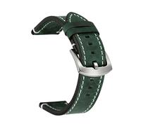 BSEIXIKRB Bracelet de montre universel en cuir véritable, 18mm 19mm 20mm 21mm 22mm 24mm, à dégagement rapide, rétro, vache, ceinture(Green silver clasp,24mm)