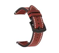 BSEIXIKRB Bracelet de montre universel en cuir véritable, 18mm 19mm 20mm 21mm 22mm 24mm, à dégagement rapide, rétro, vache, ceinture(Red black clasp,19mm)