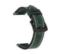 BSEIXIKRB Bracelet de montre universel en cuir véritable, 18mm 19mm 20mm 21mm 22mm 24mm, à dégagement rapide, rétro, vache, ceinture(Green black clasp,18mm)