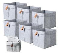 BSFDORPOT 6pcs 9 × 10 pouces poubelle de rangement en feutre pliable avec cintre, organisateur de cube carré pour étagères placard, vêtements, livres, chaussures et rangement pépinière