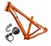 BSFHQS 26/27.5er DJ/XC/AM Dirt Jump VTT Cadre Rigide 14 Pouces Cadres De Frein À Disque en Alliage D'aluminium BSA BB68-73mm, 10x135mm QR, Routage De Câble Externe(Orange)