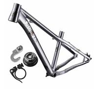 BSFHQS 26/27.5er DJ/XC/AM Dirt Jump VTT Cadre Rigide 14 Pouces Cadres De Frein À Disque en Alliage D'aluminium BSA BB68-73mm, 10x135mm QR, Routage De Câble Externe(Silver)