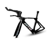 BSFHQS 700C Cadre TT en Carbone 46/49/52CM axe traversant 100/142mm | Cadre de frein à disque de route avec cintre route carbone 400mm, T47 BB, cadre de contre-la-montre