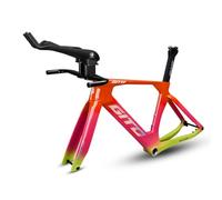BSFHQS 700C Cadre TT en Carbone 46/49/52CM axe traversant 100/142mm | Cadre de frein à disque de route avec cintre route carbone 400mm, T47 BB, cadre de contre-la-montre