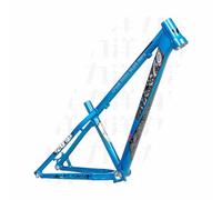 BSFHQS Cadres De Frein À Disque De Vélo Dirt Jump 26/275er 14pouces DJ/XC/AM/4X Cadre De Vélo De Montagne en Alliage D'aluminium BSA BB73mm, 10 * 135mm QR, Routage De Câble Externe(Blauw)
