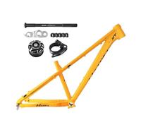 BSFHQS Cadres De Vélo Dirt Jump 15 Pouces Cadre De Frein À Disque De Vélos De Montagne en Alliage D'aluminium 27.5er Cadre De Vélo Rigide 4X DJ XC AM DH 12 * 142mm Axe Traversant BB73mm(Geel)