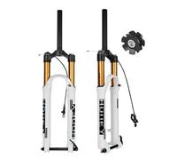 BSFHQS Fourche à Suspension XC VTT 27,5 29 Pouces Fourche Avant en Alliage d'aluminium Ultra-léger 140/160mm Débattement 28,6mm Tube Droit Axe traversant 15x100mm Amortissement(White,29"-140mm)