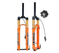 BSFHQS Fourche à Suspension XC VTT 27,5 29 Pouces Fourche Avant en Alliage d'aluminium Ultra-léger 140/160mm Débattement 28,6mm Tube Droit Axe traversant 15x100mm Amortissement(Orange,29"-160mm)