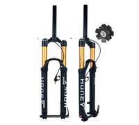 BSFHQS Fourche à Suspension XC VTT 27,5 29 Pouces Fourche Avant en Alliage d'aluminium Ultra-léger 140/160mm Débattement 28,6mm Tube Droit Axe traversant 15x100mm Amortissement(Black,27.5"-140mm)