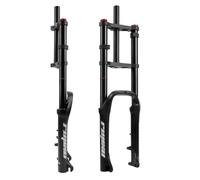 BSFHQS Fourche De Vélo 20 Pouces 4.0" Pneu Fat Fourche 120mm Voyage Frein Disque Vélo Montagne Fourche À Suspension 1-1/8" Tube Droit Réglage Rebond 9 * 135mm QR(Black)