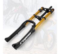 BSFHQS Fourche Fat Bike 20 Pouces 120mm Voyage Fourche BMX Frein A Disque QR 9 * 135mm 1-1/8" Montagne VTT Fourche À Suspension De Vélo Réglage Rebond pour 4.0 Pneu(Gold)