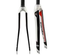 BSFHQS Fourche Rigide en Fibre De Carbone Fourche Avant De Vélo De Route 700C Frein À C Fourche Rigide À Tube Droit 1-1/8" 28.6MM Fourche Dure À Libération Rapide 100MM QR(White-Black)