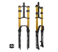 BSFHQS Fourche VTT 26 27.5 29 Pouces Fourche Avant De Montagne 150mm Voyage DH Fourche À Suspension Pneumatique 1-1/8" Tube Droit 9mm QR Frein Disque Réglage Rebond(Gold,27.5inch)