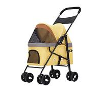 BSFHQS Poussettes pour Chiens Chariot Pliant À 4 Roues Pet Roadster pour Chiens Et Chats De Petite Et Moyenne Taille Pliage À Une Main Charge Maximale De 15 Kg (Color : Yellow)