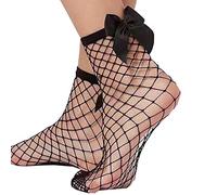 BSGP Lot de 2 paires de chaussettes hautes pour femme avec nœud papillon et dentelle