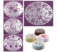 BSGP Lot de 4 pochoirs en forme de cœur pour décoration de gâteaux d'anniversaire Tiramisu