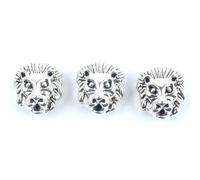 BSGUZ Lot de 10 perles d'espacement antiques en forme de tête de léopard, hibou, lion, bouddha, breloques pour bracelets, colliers, accessoires de fabrication de bijoux - Argenté - 10 pièces