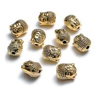 BSGUZ Lot de 10 perles en métal tête de Bouddha 9 x 11 mm, mélange de perles intercalaires pour la fabrication de bracelets, de porte-clés, de bijoux, doré