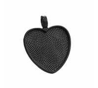 BSGUZ Lot de 10 supports de cabochon en forme de cœur, base de pendentif, 25 mm, plateaux en alliage, pour loisirs créatifs, colliers, bijoux, accessoires, noir, 25 mm