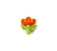 BSGUZ Lot de 2 perles en verre multicolores 3D en forme de fleur pour femme, pour la fabrication de bijoux, colliers et bracelets, 22 mm x 18 mm, orange