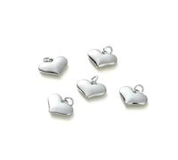 BSGUZ Lot de 4 pendentifs en forme de cœur en laiton plaqué or 14 carats/18 carats, 10 mm, pour la fabrication de bijoux et de colliers, couleur platine 01