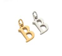 BSGUZ Lot de 5 breloques initiales en acier inoxydable, lettres anglaises inaltérables, pour la fabrication de bijoux, colliers, bracelets, B, argent