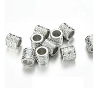 BSGUZ Lot de 50 perles cylindriques géométriques CCB à gros trous pour la fabrication de bracelets et de bijoux (blanc)