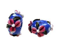 BSGUZ Perles en verre gravées style rétro, faites à la main, pour bracelets, boucles d'oreilles, colliers, création de bijoux, lot de 18 à 2 pièces