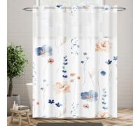 BSHAPPLUS Rideau de Douche en Polyester avec Crochets Motif Floral Aquarelle 180 x 180 cm