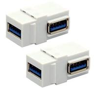 BSHTU Lot de 2 connecteurs USB 3.0 Keystone à 90 degrés à angle droit - Connecteur femelle vers femelle - Extension pour plaque murale - Panneau de sortie (blanc, USB 3.0 à angle de 90°)