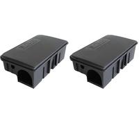 BSI Boîte à Appâts Anti-Rats - À Garnir et Réutilisable Et Solide - 1 Clé fournie Clipsable - Tous Lieux Intérieur Et Extérieur -23x12,5x7,5cm, Noir (Lot de 2)