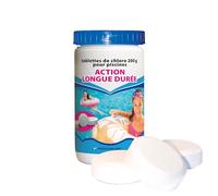 Chlore lent - BSI - Chlore action longue durée - Désinfection d'eau - Spécial bactéries - Piscine 30m³ et plus - Galets 200g - 1kg