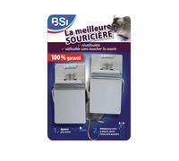 BSI - Pièges à souris - Tapettes plastiques - Lot de 2 - Réutilisables - Inoxydable - Plastique recyclé - Pour la maison et autour