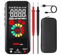 BSIDE A10 Mini Multimètre Numérique Rechargeable Grand LCD Couleur 6000 Comptes Testeur Automatique de Tension Résistance et Continuité, Testeur Capacité Diode NCV avec Bip Sonore Lampe de poche
