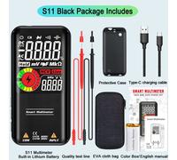 Bside-Multimètre Numérique Intelligent S10/S11,Écran Lcd 9999 Dc Ac,Puzzles De Tension,Itor,Diode Ohm,Recharge Usb,Testeur Électrique - Type S11 Black