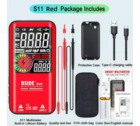Bside-Multimètre Numérique Intelligent S10/S11,Écran Lcd 9999 Dc Ac,Puzzles De Tension,Itor,Diode Ohm,Recharge Usb,Testeur Électrique - Type S11 Red #A