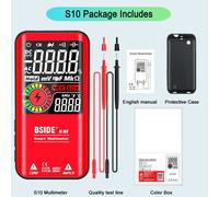Bside-Multimètre Numérique Intelligent S10/S11,Écran Lcd 9999 Dc Ac,Puzzles De Tension,Itor,Diode Ohm,Recharge Usb,Testeur Électrique - Type S10 Red